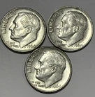 Lot of (3) Three Roosevelt Dimes - 90% Silver - All 3 are 1964 P - Very Nice