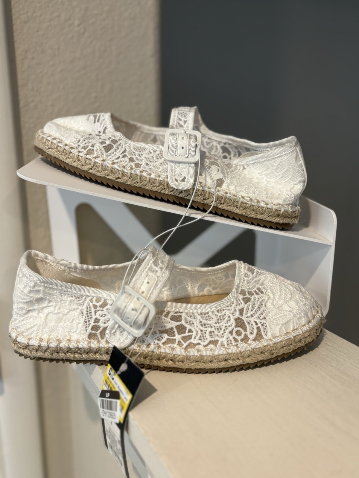 New Art Class Shoes Kids Girls White Madeline Lace Espadrille Flats Size 2