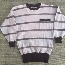 Vintage 80s era textured cotton kids striped sweatshirt