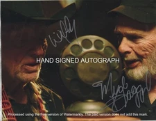 WILLIE NELSON - MERLE HAGGARD DOUBLE AUTOGRAPHED 8 1/2 X 11 COLOR PHOTO / COA