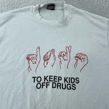Vintage DARE Shirt M/L White ASL To Keep Kids Off Drugs XE Sign Language 90s