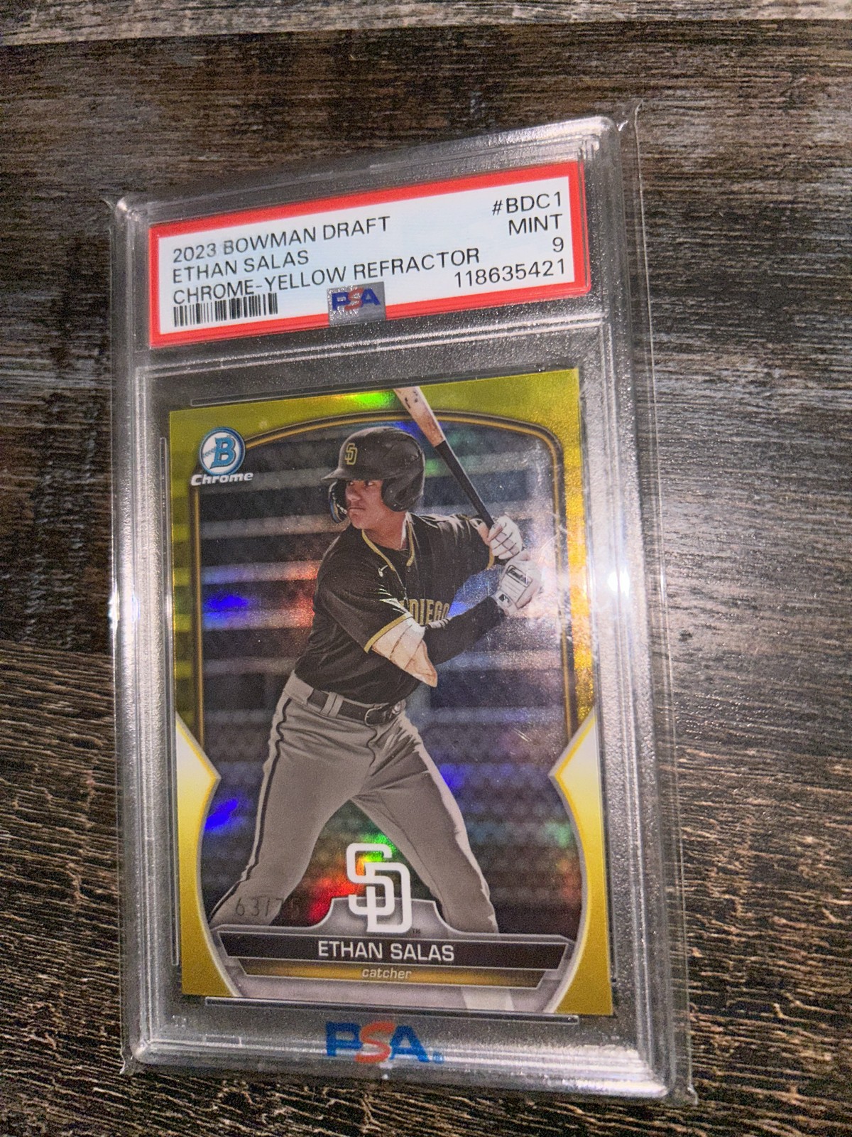 2023 Bowman Draft - Chrome Ethan Salas #BDC-1 Yellow Refractor /75 (RC)