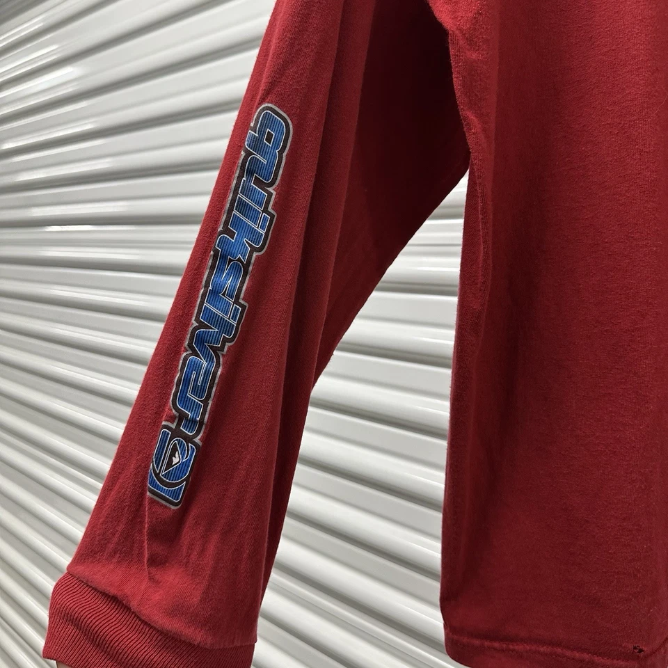Vintage 2000s QuikSilver Center Hit Longsleeve Size Large Red Sleeve Hits Surf - Image 2 of 4