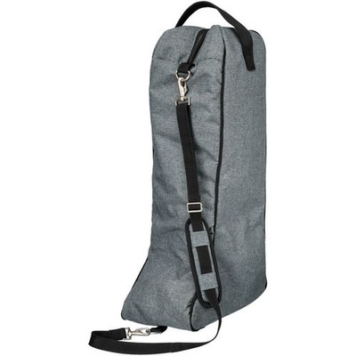 English Boot Bag - Handle and Shoulder Strap - Black - Grey with Black Trim