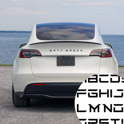 #ad Custom Tesla Letters Emblem Stylized Font Any Word Matte Black Metal Model 3 Y $119.95