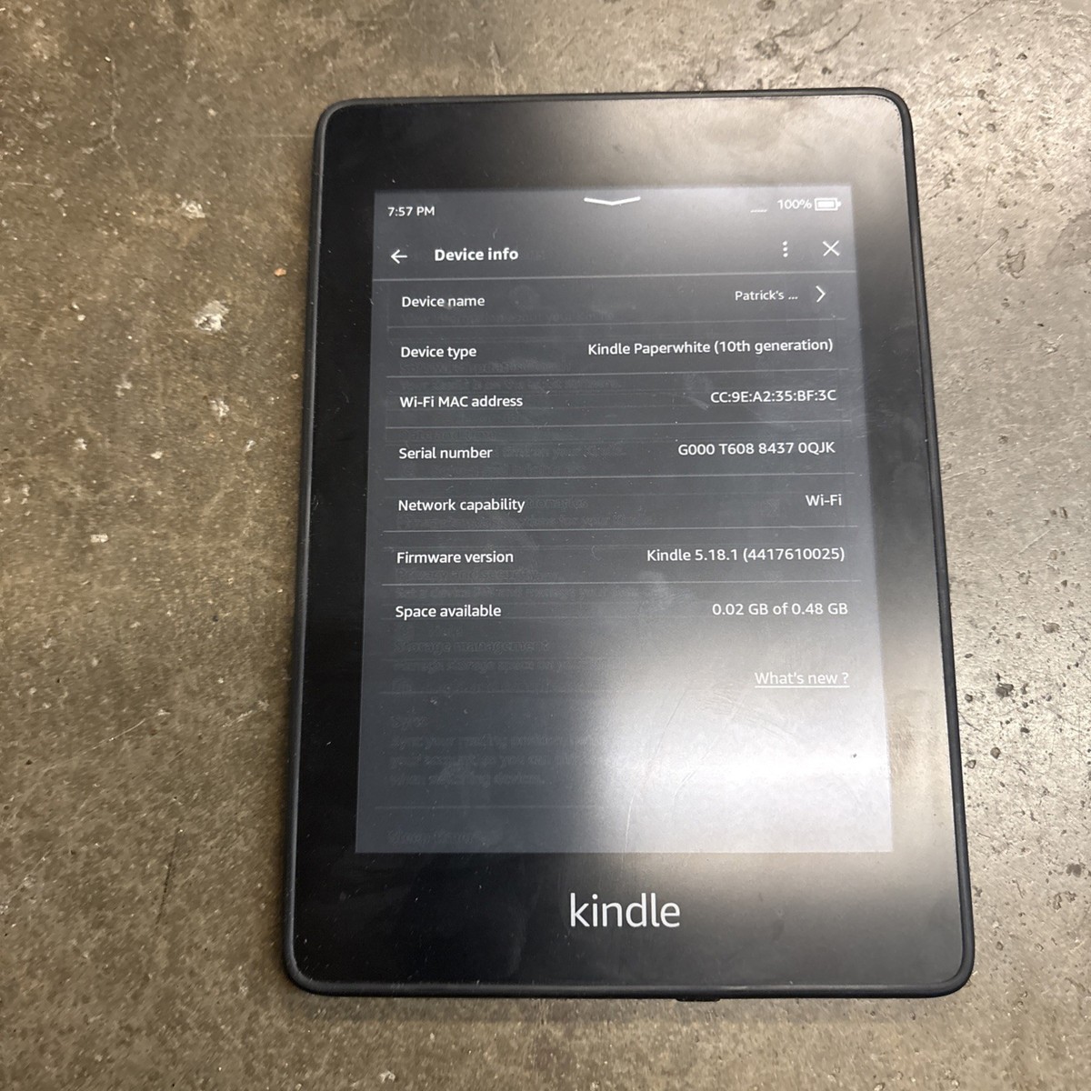 Kindle Paperwhite 10th Generation – 32GB WiFi Black - PQ94WIF