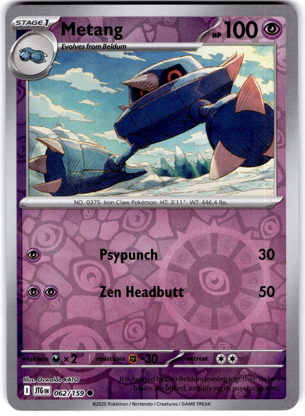 Pokemon Metang Journey Together 62/159 Reverse Holo Near Mint English