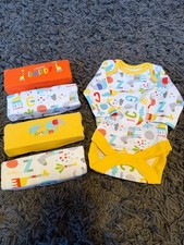 5 x Mothercare Long Sleeve Bodysuits Romper | Early New Born Up To 5lbs / 2.3kg