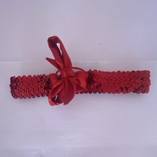 Red-Sequin Hair Tie Back Elastic Headband with Bow