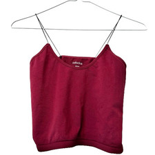 Ododos Seamless Ribbed Knit Scoop Neck Camisole Cropped Tank Top Burgundy XS/S