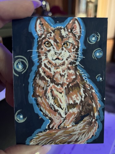 Original ACEO Painting Domestic Kitten, House Cat, Acrylic Art, Terinag