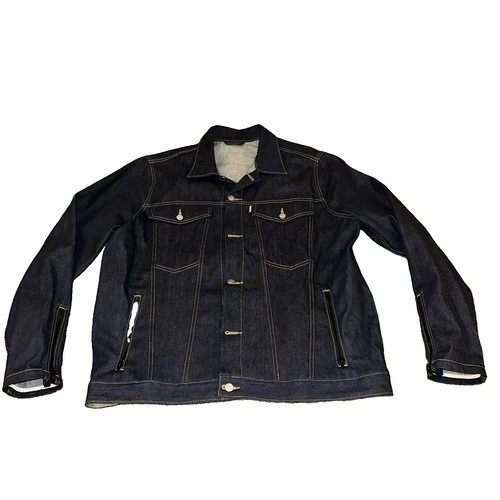 Hebtroco Men’s Selvage Denim Trucker Jacket 2xl-3xl Italian Denim Made In UK - product listing photo
