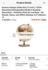 Annova Antique Globe Dia 5.5-inch / 14CM - Educational/Geographic/Modern Desk...