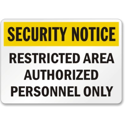 Restricted Area Security Aluminum Weatherproof Sign c01624