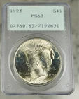 1923 Peace Silver Dollar PCGS MS63 OGH Old Green Rattler Holder 90% Silver $1