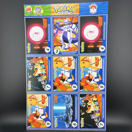 Burger King Pokémon TCG PokéTrivia Master Trainer Set 2 Uncut Sheet 1999 9