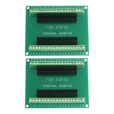 2 PCS Green 38-Pin Narrow ESP32 Breakout Board, GPIO 1-to-2, 77x63mm, ESP-32