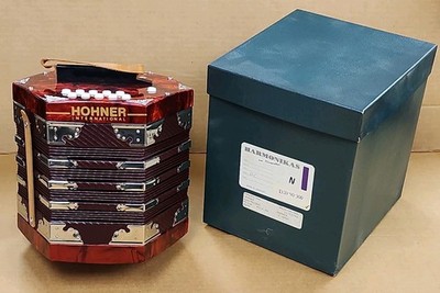 Vintage Hohner Concertina Con 300 Anglo 20-Button G/C Germany 1992 w/ Box