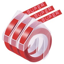 3x White on Red 3D Tape 9mm for DYMO Organizer Express Pro Embossing Label Maker