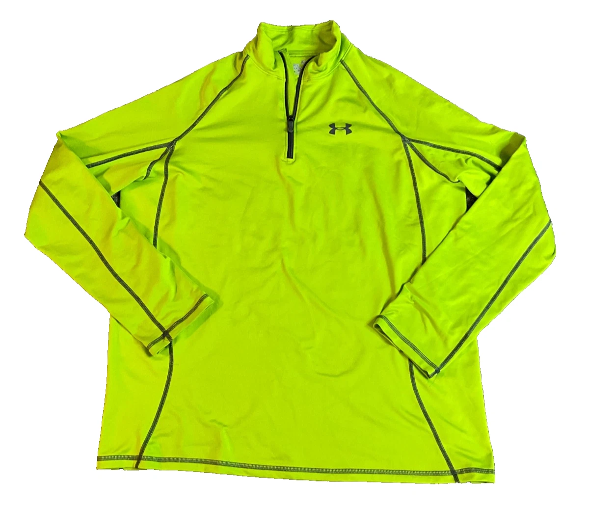 Under Armour ColdGear 1/4 Zip Pullover Men's Neon Green Long Sleeve Size Large