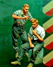 1/35 Scale WWII German Soldiers Barber Scene Resin Figure Model Kit Unpainted