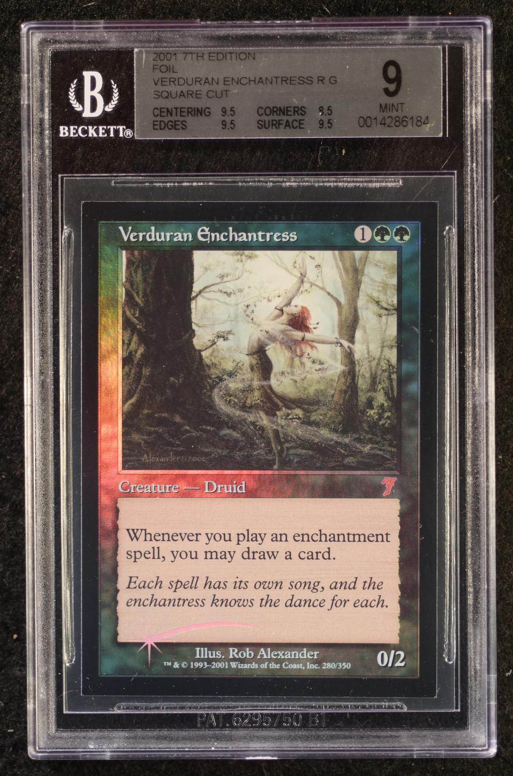 MTG 7th Edition Square Cut Verduran Enchantress BGS 9 FOIL Square Cut Magic Beck