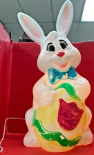 Vintage 27” Sun Hill Easter Bunny Rabbit w/ Egg & Bowtie Blow Mold Light-Up