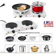 Electric Double Hot Plate for Cooking 2000W Portable Countertop Cast-Iron Burner