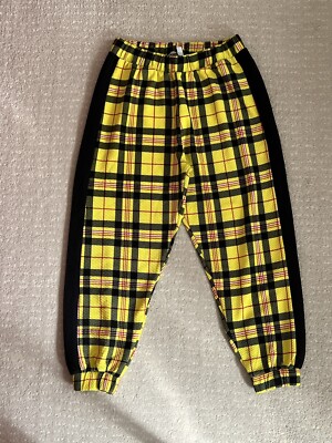 Tartan Yellow Checkered Joggers SERTG Kids Plaid Print Jogger