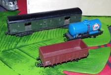 HORNBY ACHO POST WAGON + JOUEF TANK AND DUMP TRUCK, CORRECT USED CONDITION