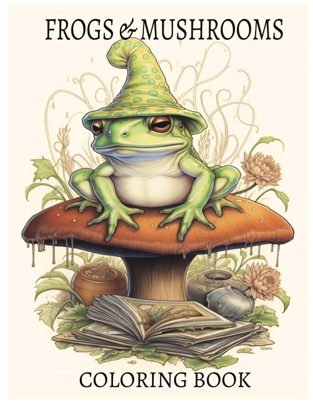Frogs & Mushrooms Coloring book: Adult and children stress relief coloring book