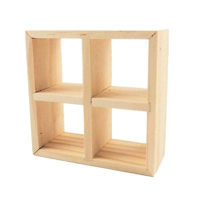 Puppenhaus 4 Würfel Vitrine modern blank Holz Regale Miniatur Aufbewahrung