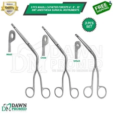 3 Pcs Magill Catheter Forceps 6″, 8″ & 10″ EMT Anesthesia Surgical Instruments