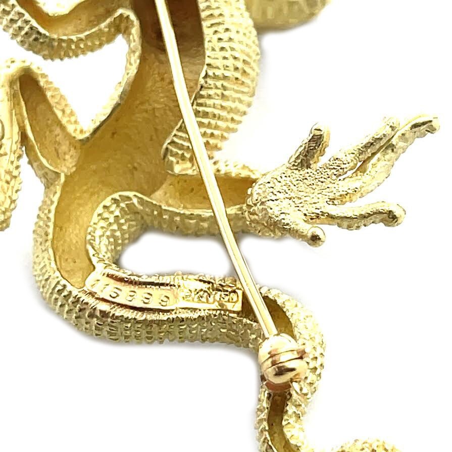 Kurt Wayne Lizard Brooch 18k Yellow Gold Gemstone… - image 7