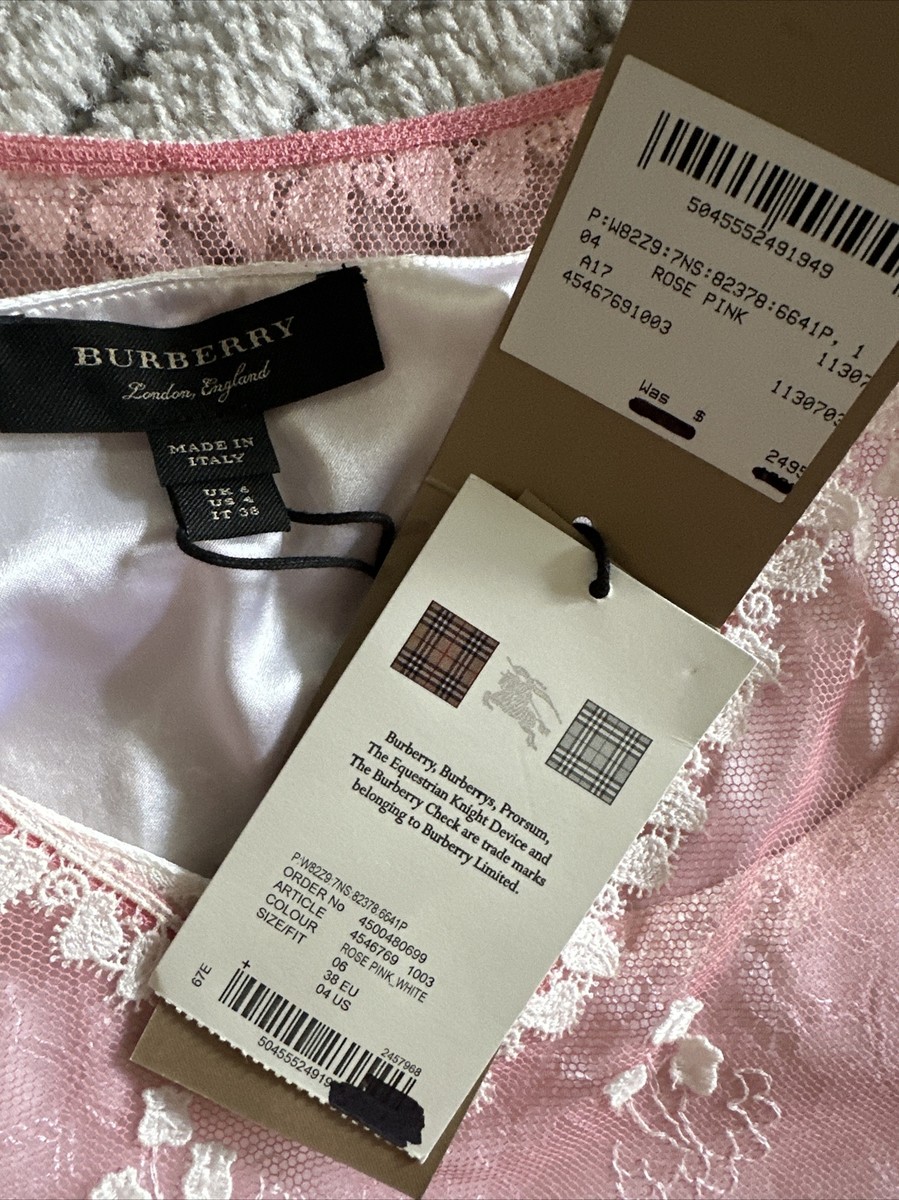 Authentic NEW BURBERRY Women Pink CHANTILLY Sleeveless Lace