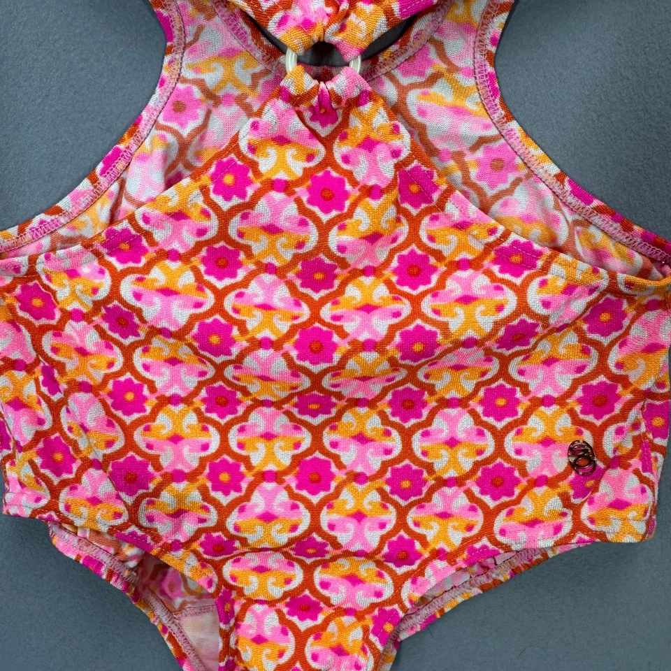 De Colección Años 60 1 Pieza Traje de Baño Floral Talla 2 Recorte Anillo O Nuevo Sin Etiquetas Rosa Punta Bala Sujetador Foto 4 de 4