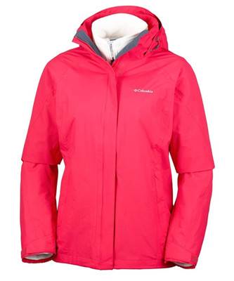 Columbia Damen Jacke 3 in 1 Regenjacke, Outdoorjacke, Rot Kamelie, XL