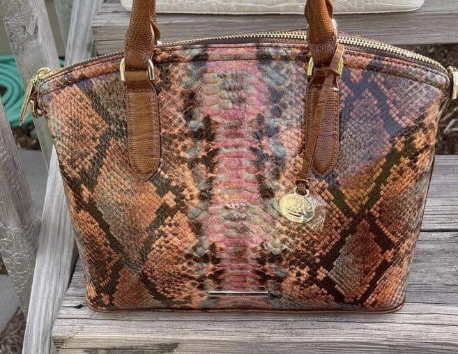 Brahmin Large Duxbury Snake Print Satchel Bag