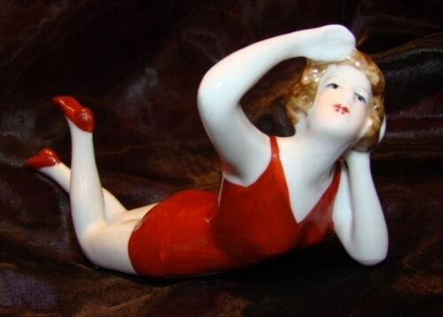 Figurine Baigneuse Pin-up Sexy Style Art Deco-allemand Style Art Nouveau Porcela - Photo 1/5