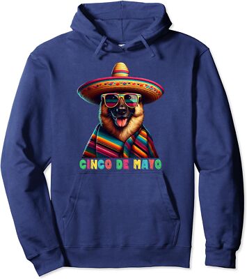 Funny German Shepherd Dog with Poncho And Sombrero Unisex Hooded Sweatshirt