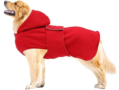 Dog Drying Coat Fleece Small Dog Winter Outdoor Apparel Adjustable Red Warm Wrap