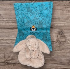 Rare Jellycat London Bashful Bunny Plush Bag Small Pouch Tan Beige