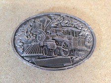 Vintage 1981 Steam Engine Train collectors belt buckle by Indiana Metal Craft