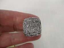STRETCHY SILVERTONE with SPARKLY CRYSTALS COCKTAIL RING