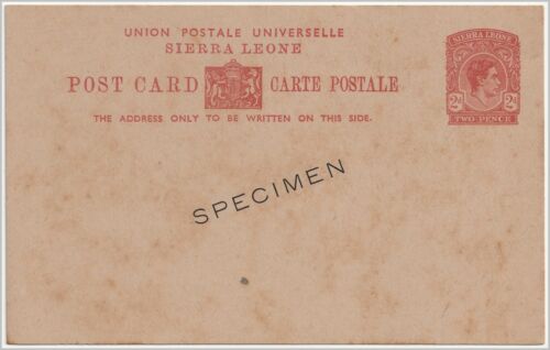 SIERRA LEONE 1940 UPU POSTAL STATIONERY POST CARD SPECIMEN 2P RED KGVI - RARE - Imagen 1 de 4