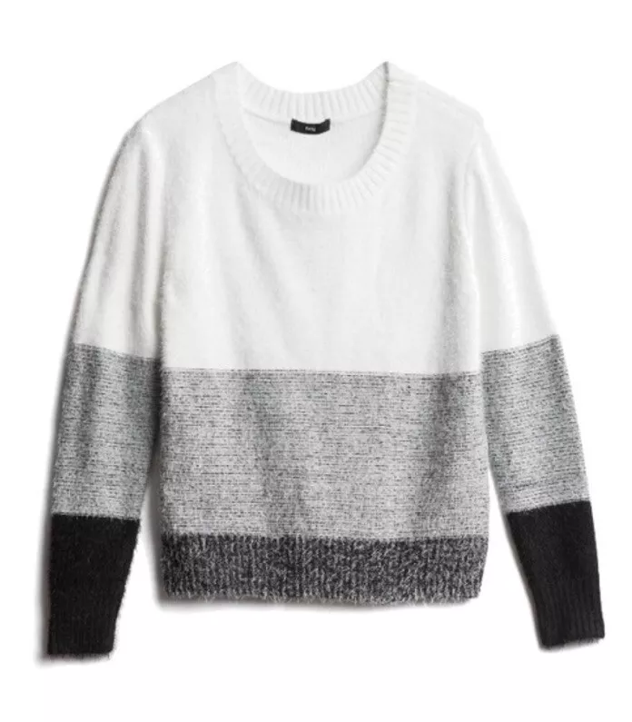 Fate formosa color block fuzzy pullover clearance