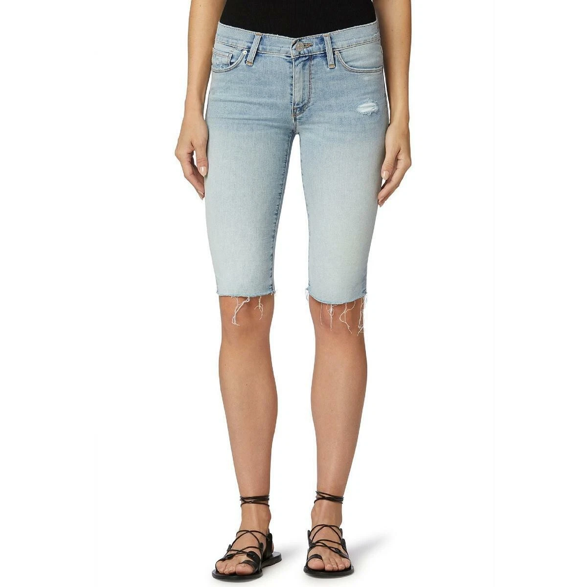 Hudson Women's New Dawn Denim Amelia Knee Length Mid Rise Bermuda Shorts Size 25