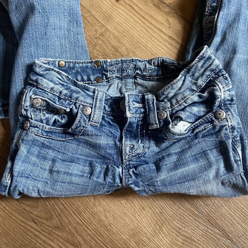 Miss Me Girls Size 7 Skinny Jeans Embroidered Rhinestone Pockets JK1074S Button - Picture 5 of 15
