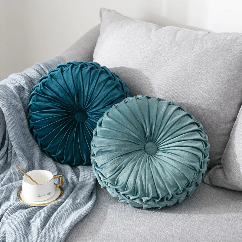 Round velvet top floor pillow