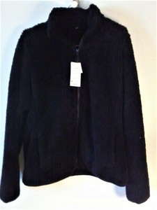 UNIQLO-Womans-Fluffy-Yarn-Fleece-Full-Zip-Black-Furry-Jacket-Size-MEDIUM-NWT